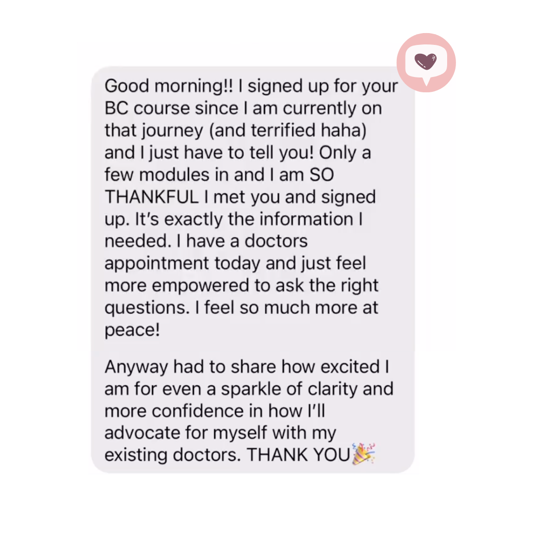 Testimonial about Birth Control Course